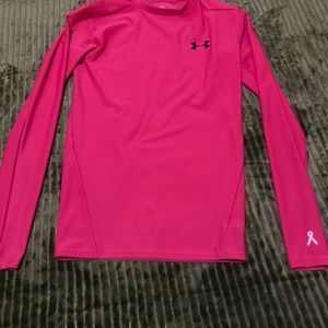 Women’s bright pink cancer foundation compression shirt